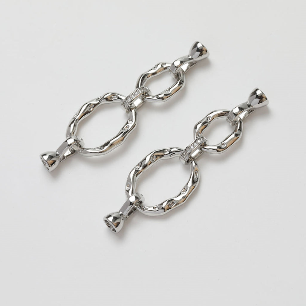 Link Chain Connector, Oval Link Connector, Pave CZ, 14K Gold/Silver Plated, Neckalce Bracelet Making Pendant, Jewelry Supply Finding GZ266