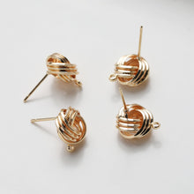 Load image into Gallery viewer, Gold Knot Earring Post With Loop, S925 Silver Ear Pin, Nickel Free Earrings, 18K Ear Stud Loop, Tie The Knot Earring Findings GT062