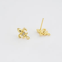 Load image into Gallery viewer, Cubic Zirconia Chili Post Earrings, Gold Plated Earring Post with Loop, Hypoallergenic, Handmade Earring Finding,DIY Earring Supplies D0425