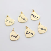 Load image into Gallery viewer, Family Members Love Pendant, Heart Charms, 18K Gold Plated Love Charms, Bracelet Necklace Making Pendants, Jewelry Findings S1146