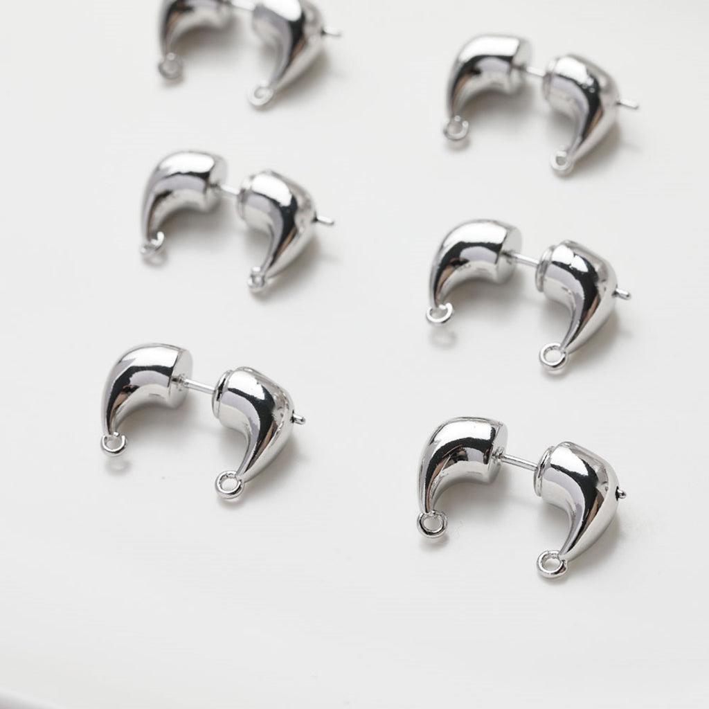 Pendientes de aro con diseño de cuerno de vaca, oro/plata de 14 quilates, pendientes de plata S925 sin níquel, accesorios hipoalergénicos para pendientes tipo botón GE116