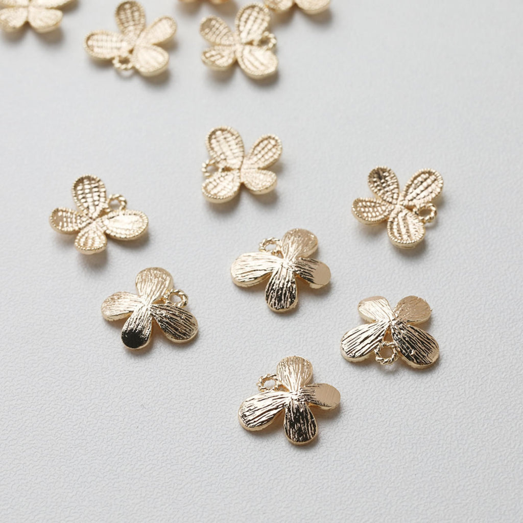 Gold Butterfly Charm, Dainty Gold Plated Butterfly Pendant, 12.5*10.6mm, Necklace Bracelet Earring Making GT037