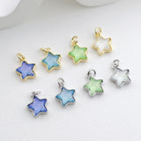 Crystal Tiny Star Charms, 18K Gold/Silver Plated Star Pendant, Jewelry Findings S1296
