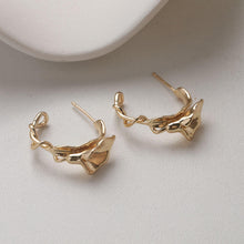 Load image into Gallery viewer, C-Shaped Trumpet Earrings With Loop, 14K Gold/Silver Plated, S925 Silver Ear Pin Nickel Free Earrings, Twist Wrap, Earring Findings GZ734