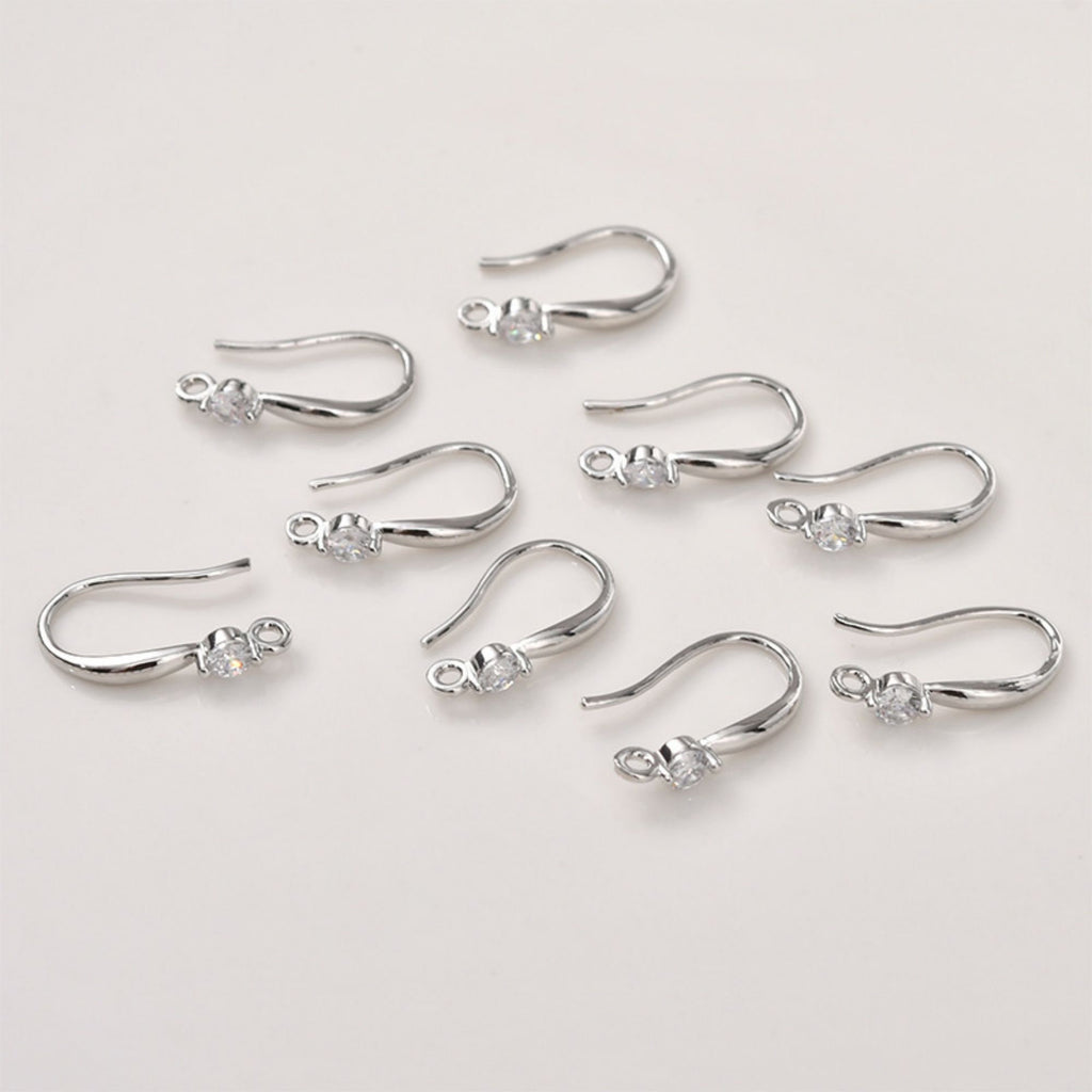 14K Gold Plated Earring Hooks, Clear Cubic Pave, Nickel Free, Fish Hooks Earrings for Jewelry Making LL159-ZX7006