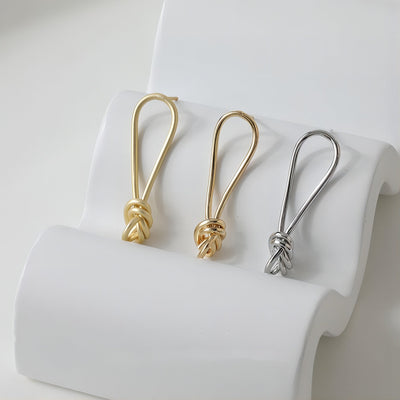 Gold Knot Earring Post/Pendant, S925 Silver Ear Pin, Nickel Free Earrings, 18K Ear Stud/Charm, Tie The Knot Earring Findings GE037