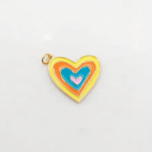 Load image into Gallery viewer, Multicolor Enamel Heart Charm, 18K Gold Plated Heart Pendant, 23mm, Necklace Bracelet Making Pendant S20390