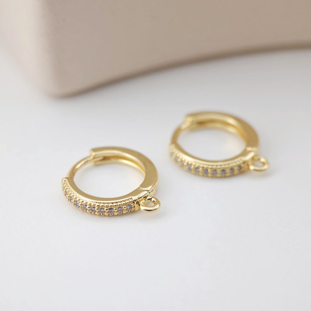 Cubic Zirconia Ear Hoops Multicolor Pave Crystal , 15.3*14mm, 18K Gold Plated Leverback Earrings, Huggie Hoops Earring D0155