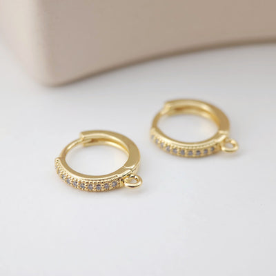 Cubic Zirconia Ear Hoops Multicolor Pave Crystal , 15.3*14mm, 18K Gold Plated Leverback Earrings, Huggie Hoops Earring D0155