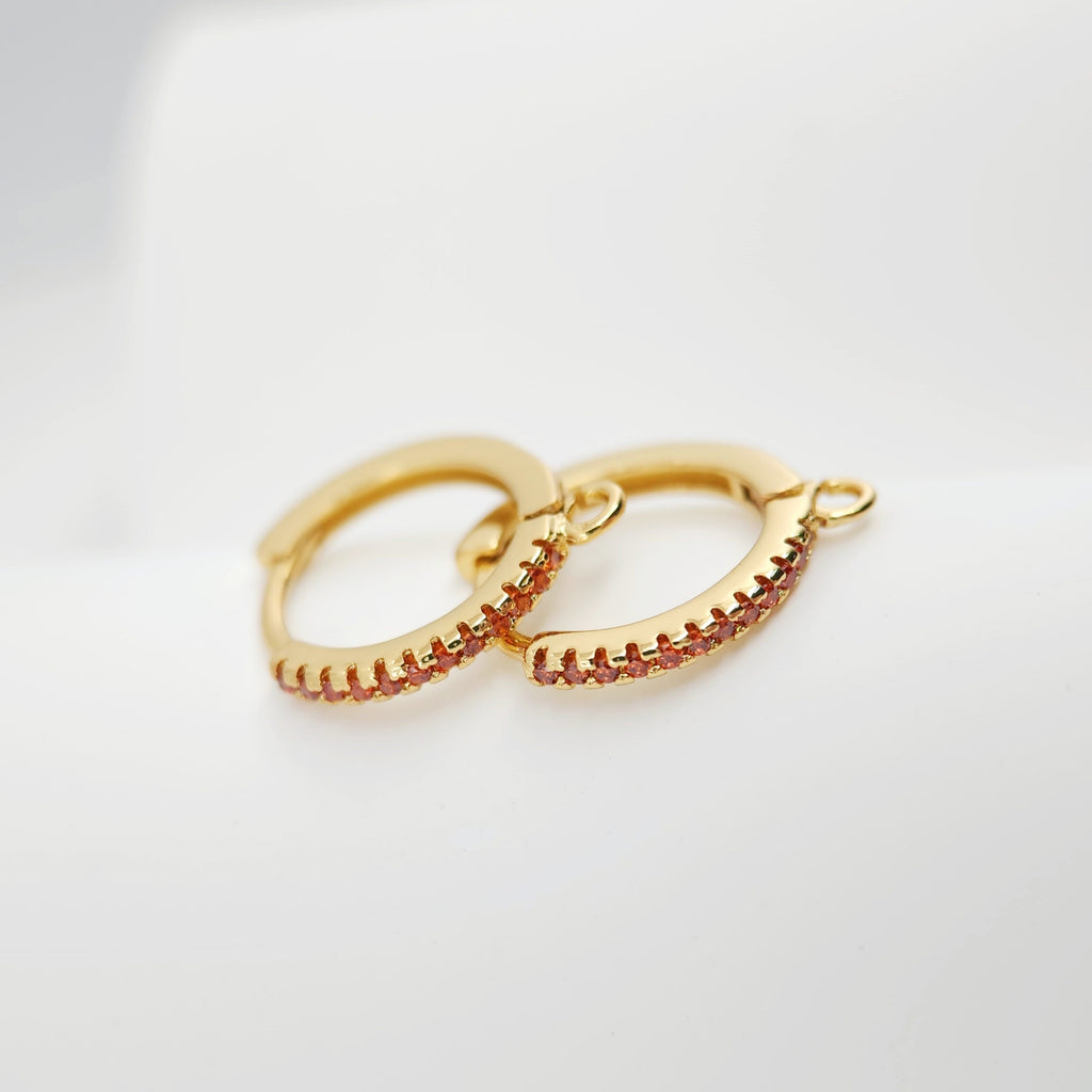 Crystal Cubic Ear Hoops, 15x13mm 18K Gold Plated Leverback Earrings, Huggie Hoops Earrings, earring findings for Jewelry Making S1138