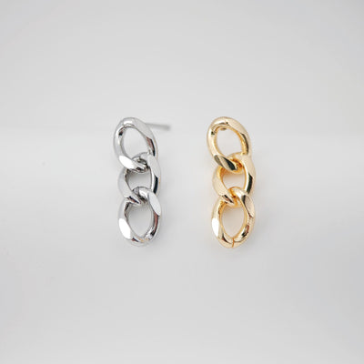Gold Link Chain Earring Post, Chain Stud Earring Nickel Free, 18K Gold/Silver, Hypoallergenic Earring Findings ZX188