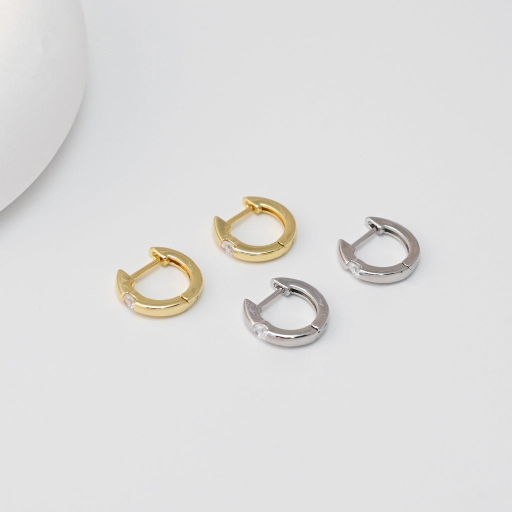 Cubic Zirconia Ear Hoop, Gold Plated Huggie Hoop Earring, Leverback Earring, DIY Earring  Findings, Handmade Earring Supplies D0512-D0555