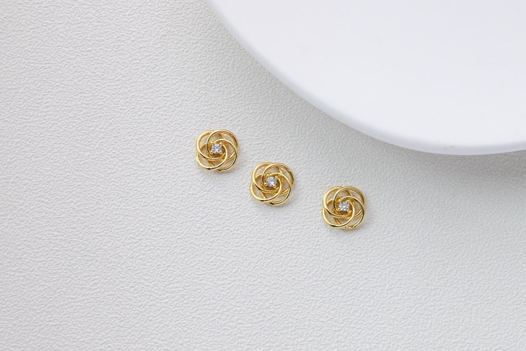 Flower Pendant, CZ Pave Flower Charms, Openwork Flower Charms, 18K Gold Plated, For Necklace And Earrings Making, Jewelry Findings D0376