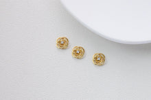 Load image into Gallery viewer, Flower Pendant, CZ Pave Flower Charms, Openwork Flower Charms, 18K Gold Plated, For Necklace And Earrings Making, Jewelry Findings D0376