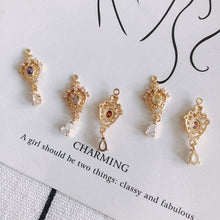 Load image into Gallery viewer, 4pcs CZ Pave Boho Connector, Cubic Zircon Crystal Pendant, Bracelet Necklace Pendant, 14K Real Gold Plated, Jewelry Findings MY075-F021