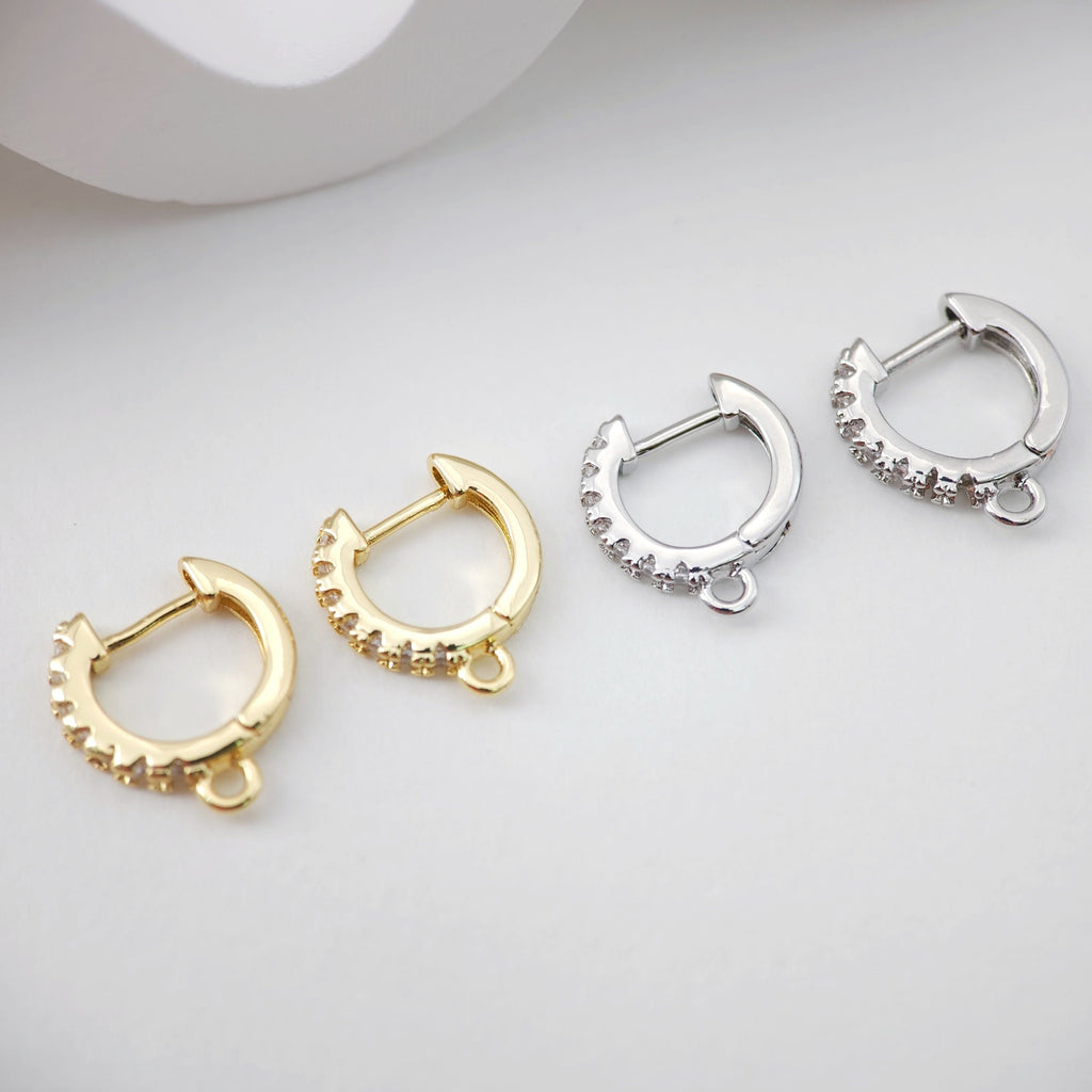 أقراط دائرية مرصعة بالزركونيوم المكعب، أقراط دائرية مطلية بالذهب مع حلقة، نتائج أقراط دائرية من صنعك، لوازم أقراط يدوية الصنع D0106