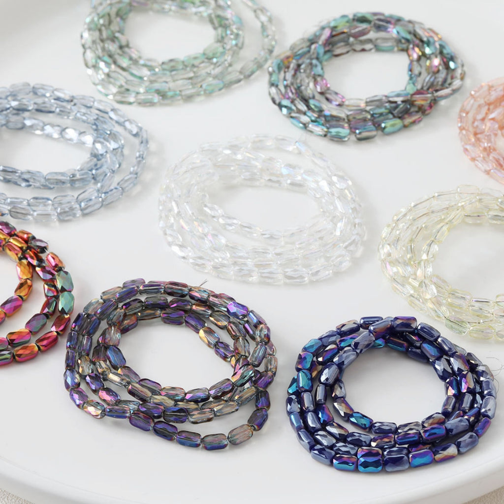 Rectangular Glass Beads, 6.4*4.1mm, Crystal Glass Loose Beads for Jewelry Making, DIY Beads Finding GZ544