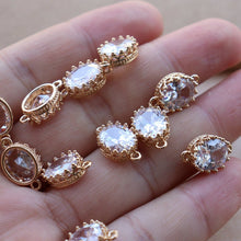 Cargar imagen en el visor de la galería, 10 dijes ovalados con pavé de circonita cúbica, colgante de cristal de circonita cúbica, colgante para pulsera y collar, chapado en oro auténtico de 14 quilates, accesorios de joyería JY070-F154