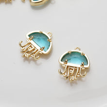 Load image into Gallery viewer, Blue Crystal Jellies Charms, Marine Blue, 14K Gold Plated Pendant, Bracelet Necklace Making Pendants, Jewelry Findings GZ408