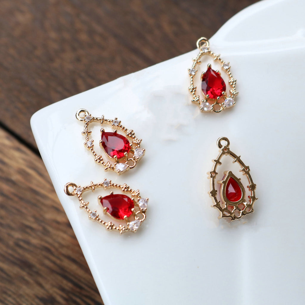 10pcs Flower Charm with loops, Boho Pendant, Cubic Pave Pendant, Bracelet Necklace Making, Gold Plated Jewelry Findings HL043-F032