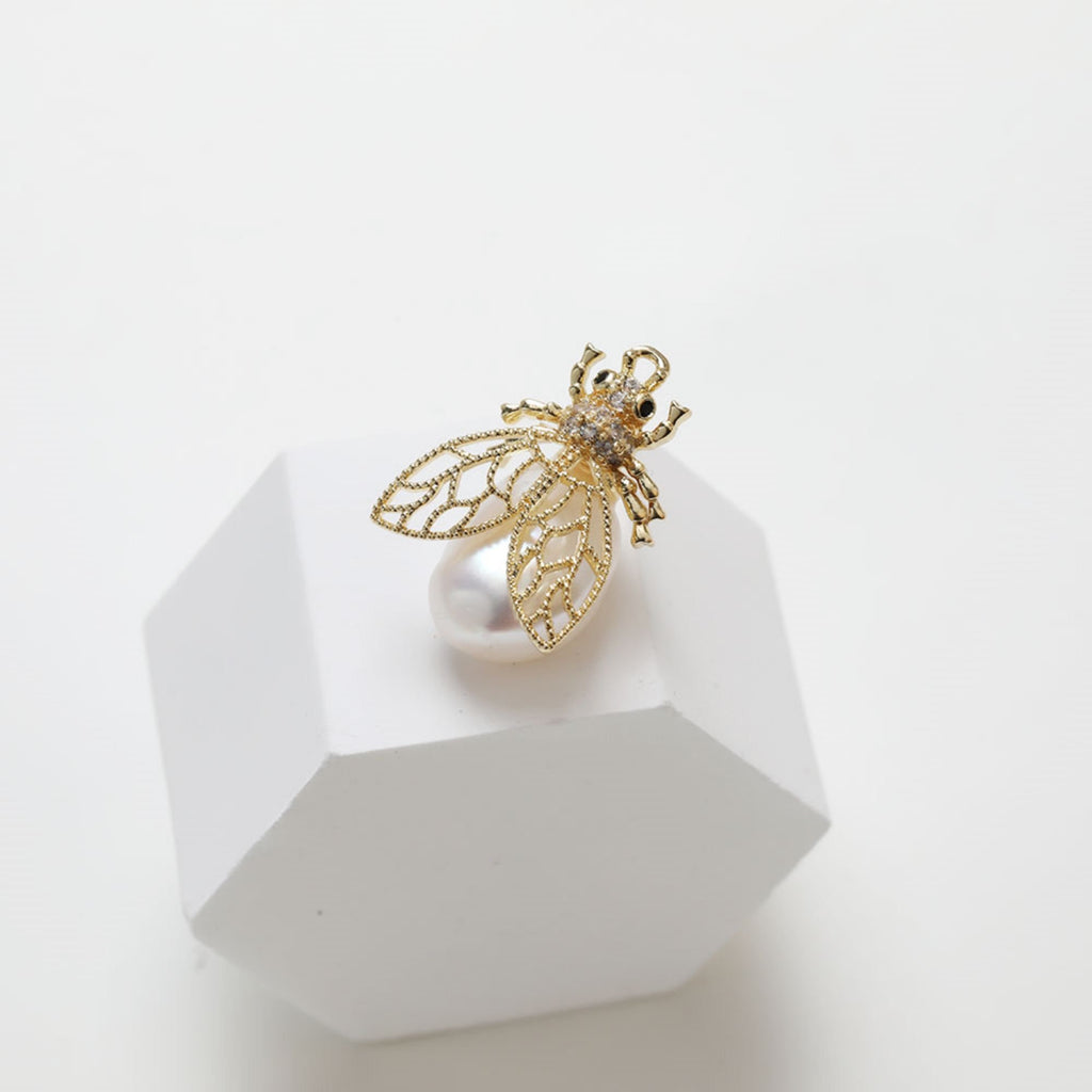 Bee Pendant Setting, 14k Gold/Silver Plated, Tail Pendant Setting For Jewelry Making, Half Drilled Pearl Mounts GZ233