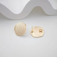 Load image into Gallery viewer, Abstract Geometry Gold Earring Post With Loop, Brushed Finish, Nickel Free Earrings, Hypoallergenic Earring Findings ZX184
