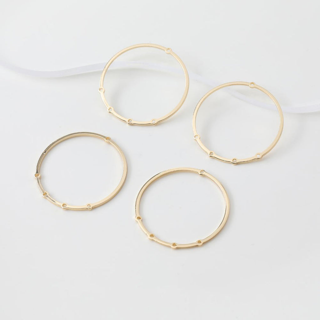 10 colgantes circulares con múltiples agujeros, chapados en oro de 14 quilates y plata, de 31,7 mm, para hacer aretes, accesorios de joyería JG045