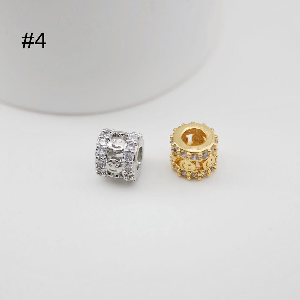 Spacer Beads Collection, 18K Gold/Silver Plated, Round Beads, CZ Pave Beads, Dainty Jewelry Making Beads, Jewelry Finding S1155
