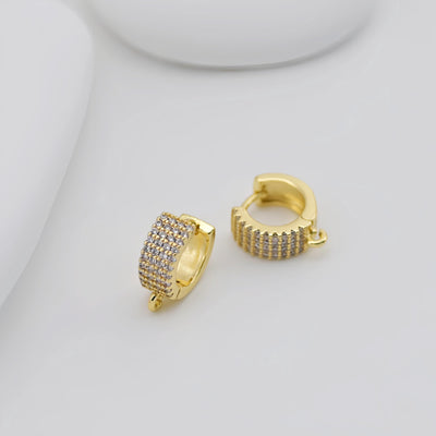 Cubic Zirconia Ear Hoops Multicolor Pave Crystal , 11.8mm, 18K Gold Plated Leverback Earrings, Huggie Hoops Earring D0547