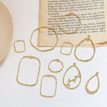 Load image into Gallery viewer, 10pcs Irregular Openwork Pendant with Loop, Round, Drop, Rectangular, 18K Gold/Silver Plated Charm, Necklace Pendant BY016