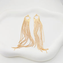 Load image into Gallery viewer, Gold Chain Tassel Pendant, Gold Wheat Style Chain Charm, 18K Gold Plated Earring Chain Pendant, Earring Findings ZX343