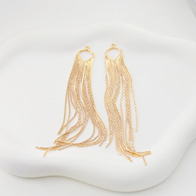 Gold Chain Tassel Pendant, Gold Wheat Style Chain Charm, 18K Gold Plated Earring Chain Pendant, Earring Findings ZX343