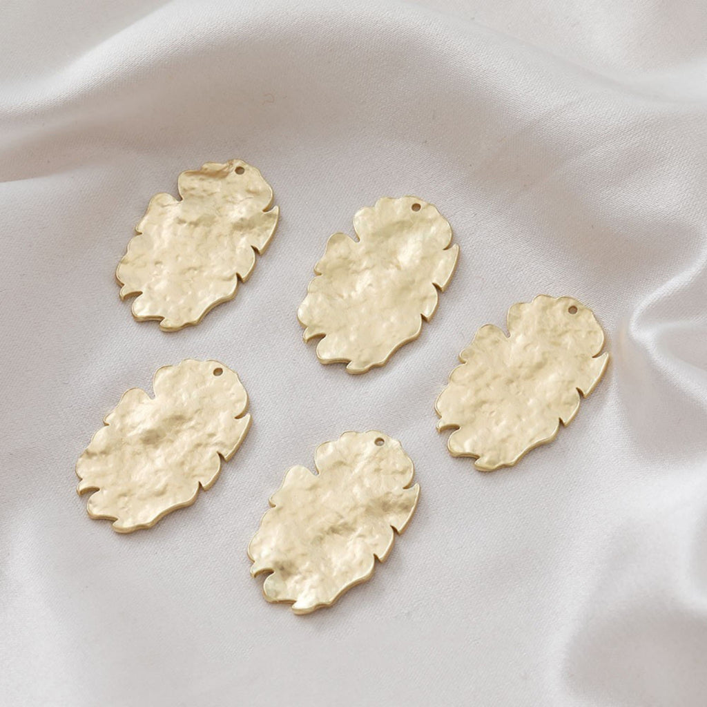 Irregular Hammered Oval Shape Pendant, Gold, Matte Gold, Silver Charm, Jewelry Making Findings JG020