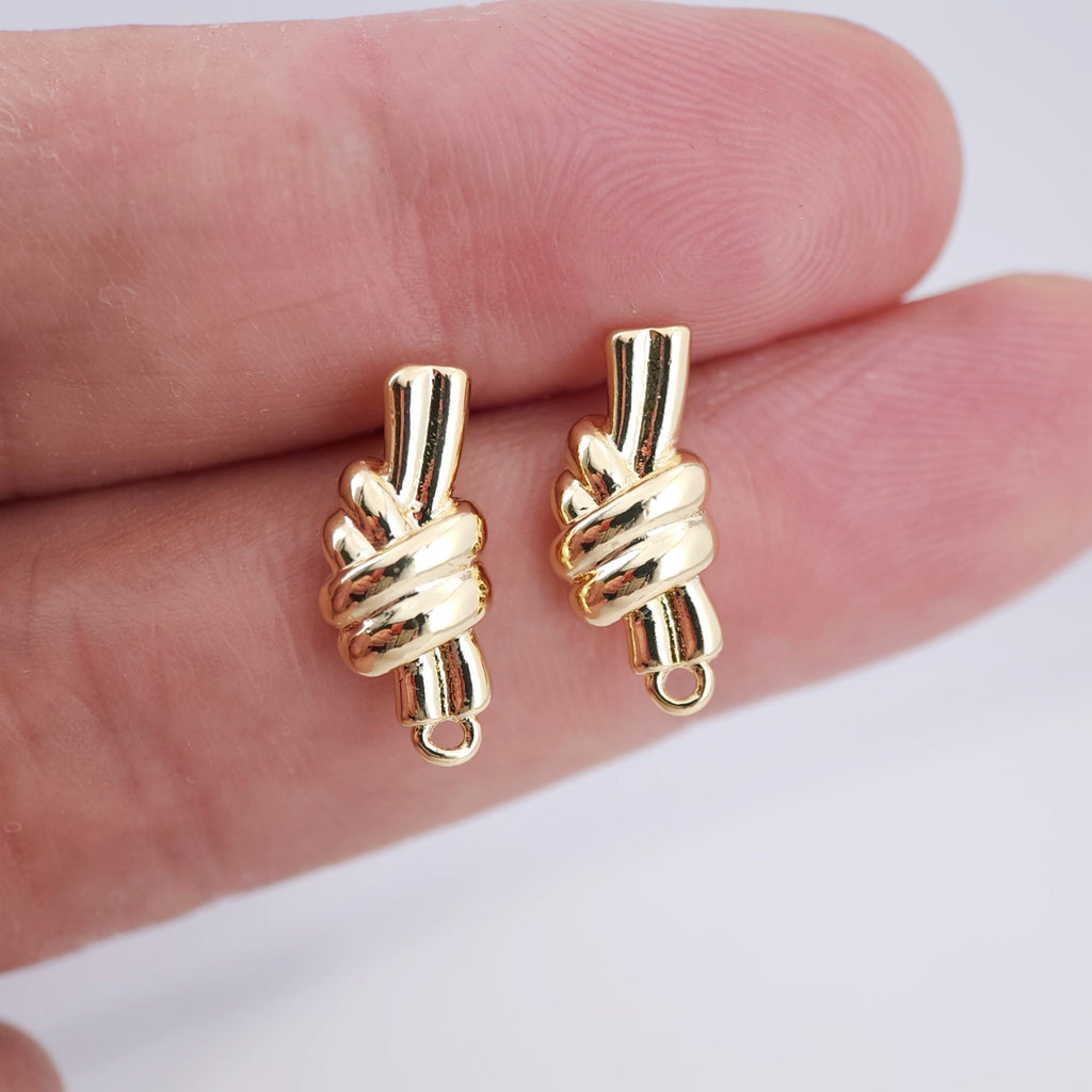 Pendientes con nudo, pendientes dorados con aro, hipoalergénicos, accesorios para pendientes, materiales hechos a mano D0049