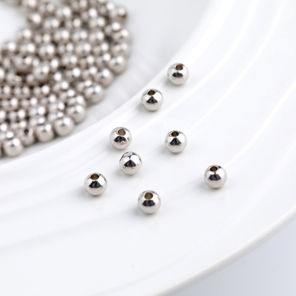 Gold/Rose Gold/White Gold/Black Plated Beads, Gold Spacer Beads, 14k gold round beads,3mm/4mm/5mm/6mm, Spacer Beads For Jewelry making