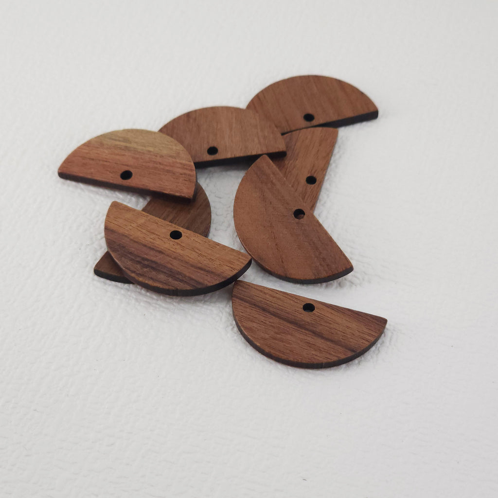 2PCS Half Round Shape Wood Charms, Wooden Pendant, Reclaimed Walnut Wood, Geometric Statement Wood Earrings Diy Ideas JT961