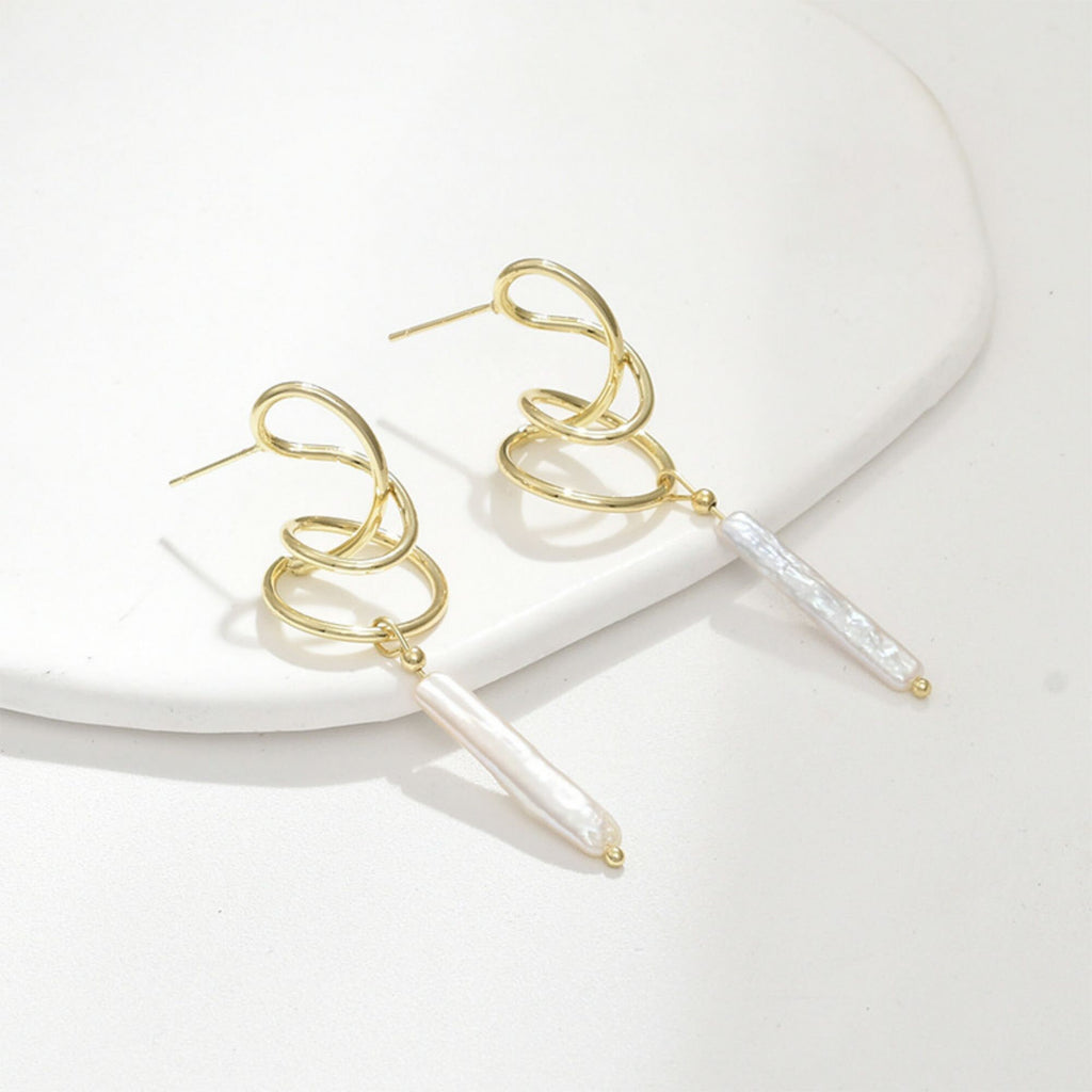 Wave Earring Post with Loop, 14K Gold/Silver, S925 Silver Pin Nickel Free Earrings, Wave Ear Stud with Loop LL189