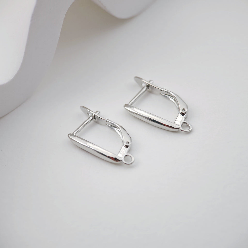 U Shape English lock with loop, Gold/Rhodium Plated Earring hoop, Hypoallergenic & Nickel-Free, DIY Handmade Earring Findings Supplies D0095