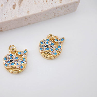 SeaShell Charms, Whale Pendant, 18K Gold Plated Rainbow CZ Pave, Beach Charm, Necklace Making Charms, Jewelry Findings S20541