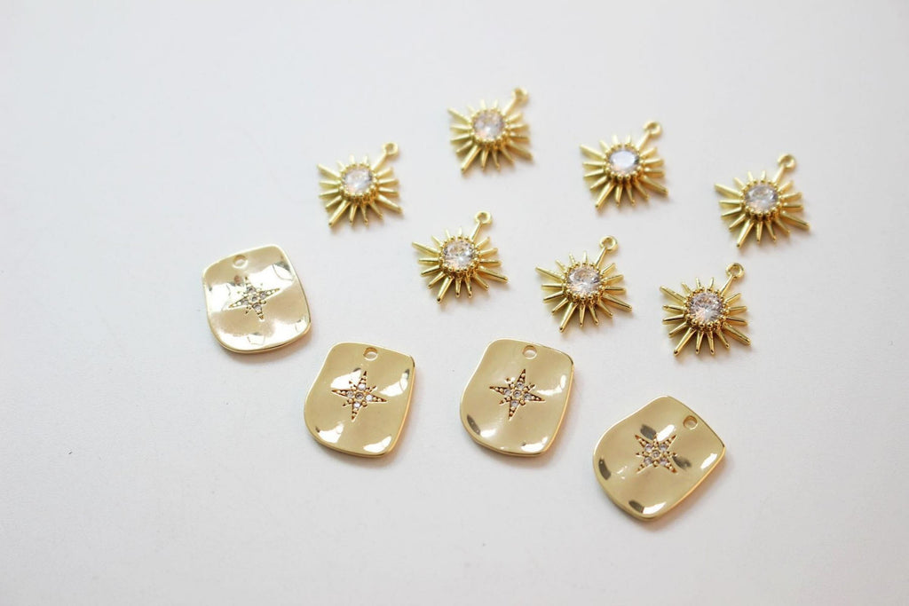 Tiny Star Charms,  Crystal Cubic Pave Star Pendant, 18K Gold Plated, Necklace Making Star Charms, Jewelry Findings BB056