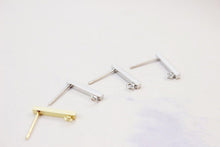 Load image into Gallery viewer, 10pcs Rectangular Mini Ear Post with Loops, S925 Silver Ear Pin, Nickel Free, 18K Gold/ Silver Plated Stud Earring Finding GZ201