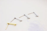 10pcs Rectangular Mini Ear Post with Loops, S925 Silver Ear Pin, Nickel Free, 18K Gold/ Silver Plated Stud Earring Finding GZ201