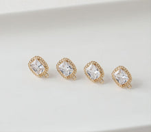 Load image into Gallery viewer, Vintage Rectangular Ear Post With Loop, S925 Silver Ear Pin Nickel Free, Gold/Silver Ear Stud, Hypoallergenic Earring Findings GE076