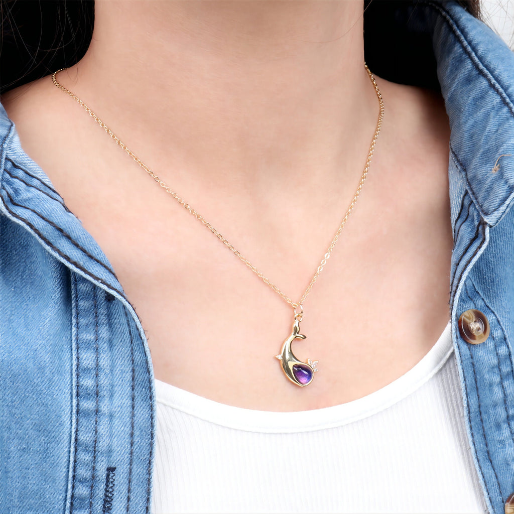 Crystal Whale Charms, 18K Gold Plated Gemstone Charms, Marine life Pendant, Necklace Making Charm, Jewelry Findings S20283