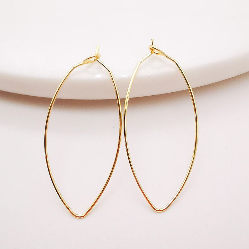 20pcs- Oval Shape Wires Pendant, Gold Plated Earring Finding, 19x38mm, Nickel Free, DIY Earring Charms, Earring Making Findings Z038