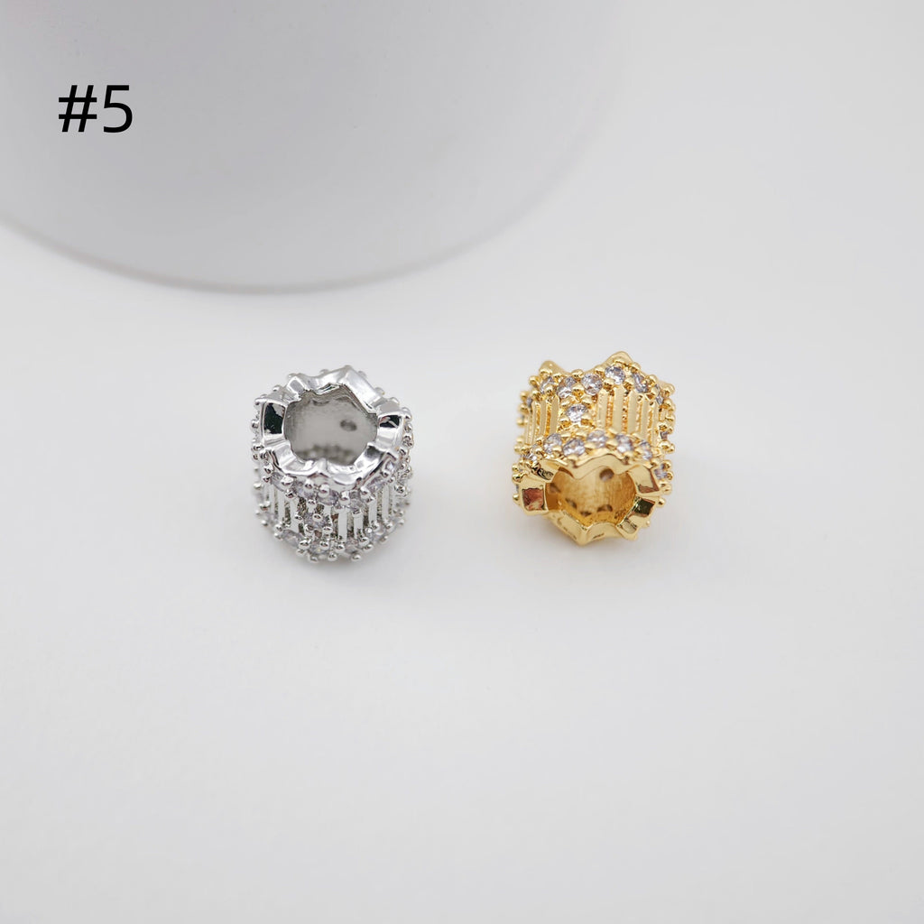 Spacer Beads Collection, 18K Gold/Silver Plated, Round Beads, CZ Pave Beads, Dainty Jewelry Making Beads, Jewelry Finding S1161