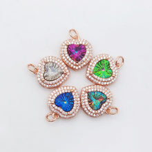 Cargar imagen en el visor de la galería, Dije de candado de corazón, colgante de corazón de cristal cúbico pavé, chapado en oro de 18 quilates, para hacer collares y pulseras, accesorios de joyería S20498