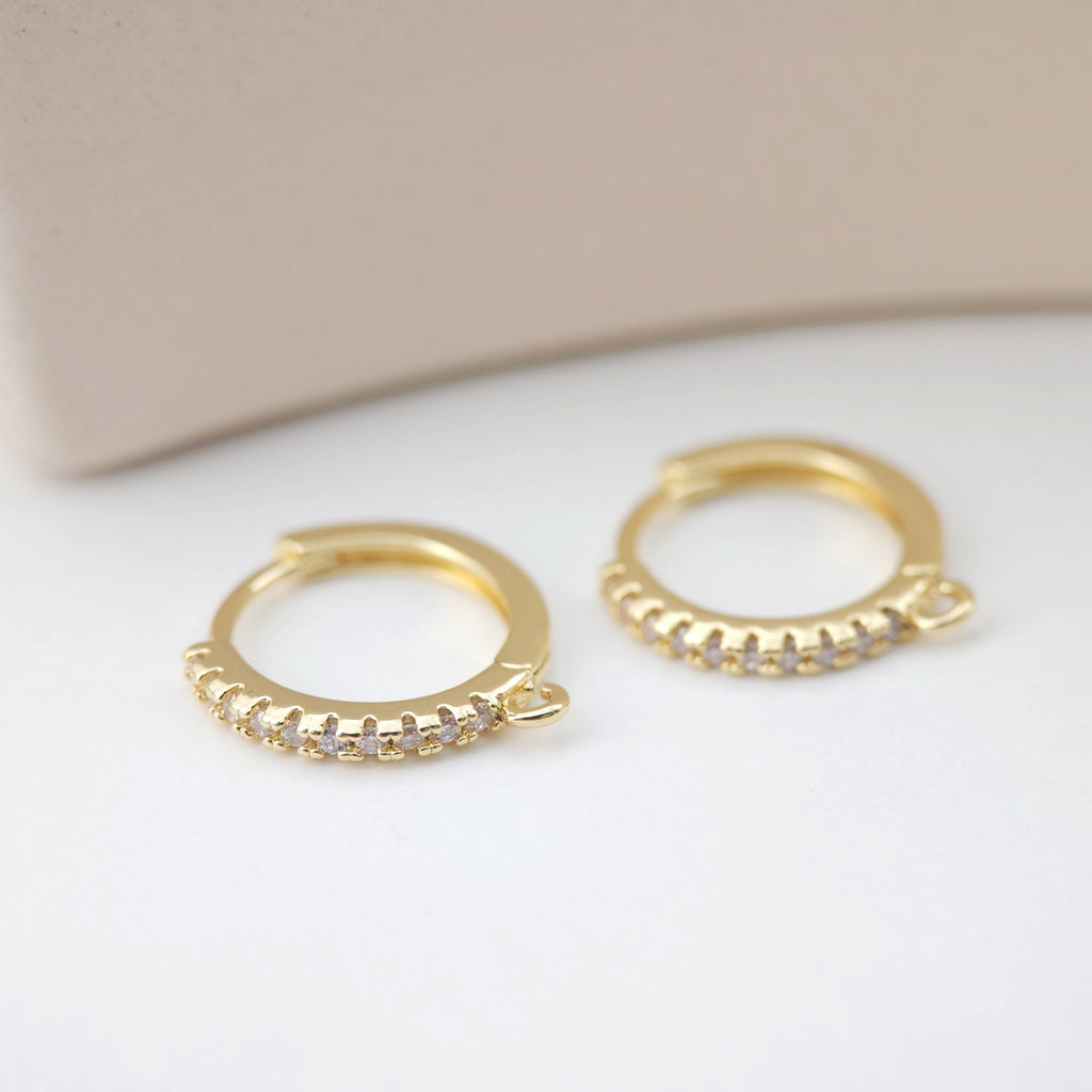 Cubic Zirconia Ear Hoops Multicolor Pave Crystal , 19*17mm, 18K Gold Plated Leverback Earrings, Huggie Hoops Earring D0154