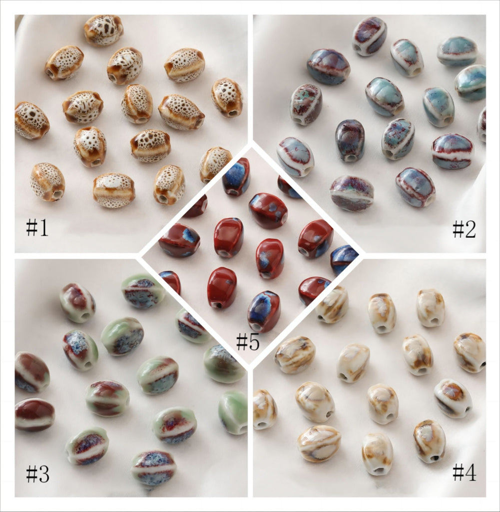 5 cuentas espaciadoras ovaladas, colgante ovalado de cerámica, cuentas de cerámica para hacer joyas, hallazgos de cuentas DIY GZ434
