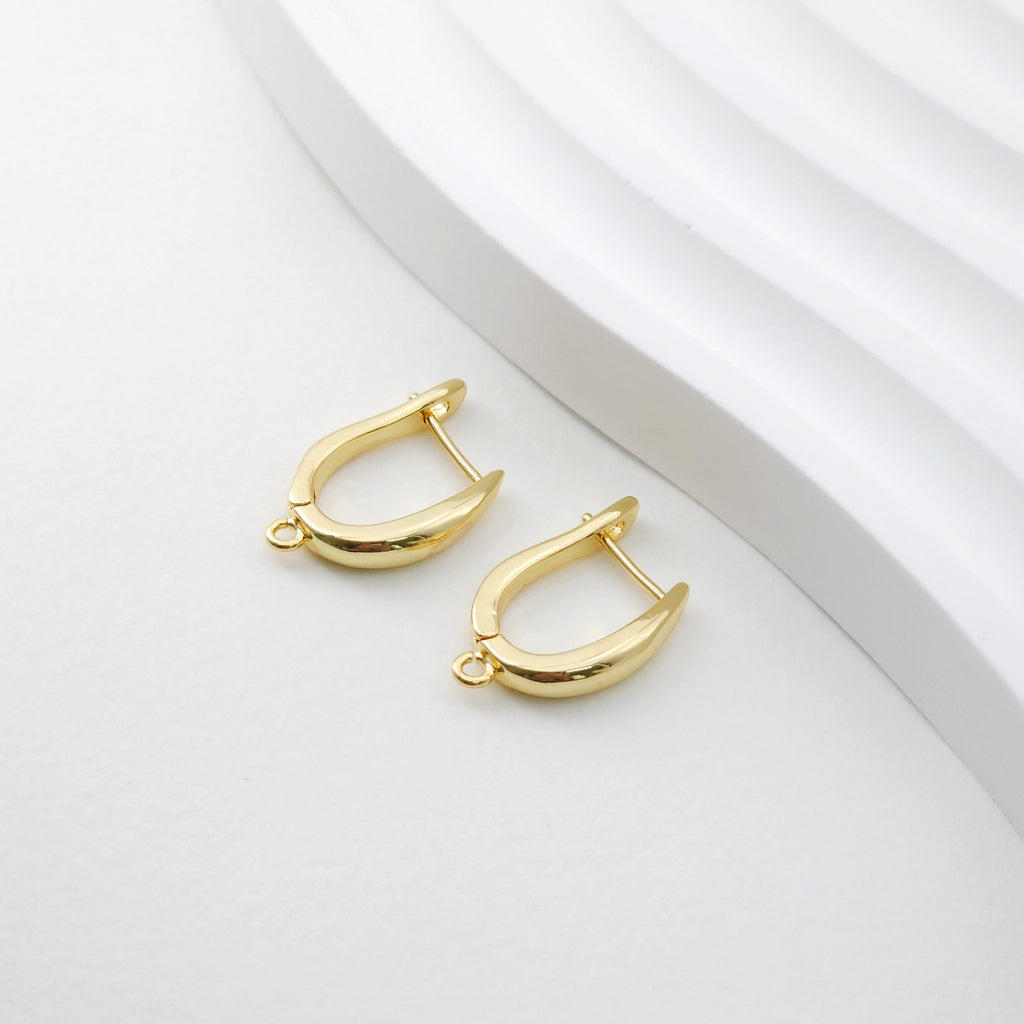 Polished English lock with loop, Gold/Rhodium Plated Earring hoop, Hypoallergenic & Nickel-Free，DIY Handmade Earring Findings Supplies D0087